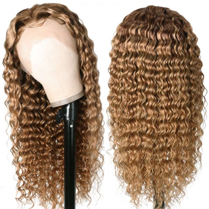 Kriyya Pre Plucked Honey Blonde Lace Front Human Hair Wig Ombre Deep