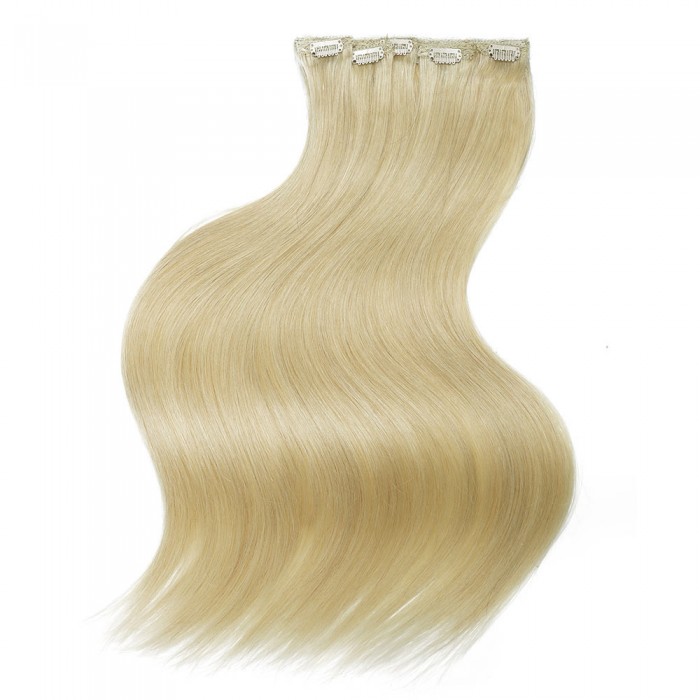 Kriyya 100g Real Hair Extensions Clip In Blonde Remy Human Hair Color 18-22 Inch