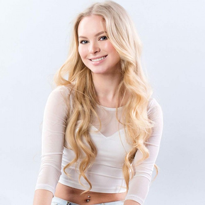 Kriyya 100g Real Hair Extensions Clip In Blonde Remy Human Hair Color 18-22 Inch