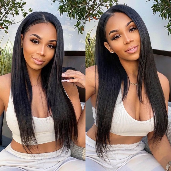 Kriyya Straight Pre Plucked 13x4 Lace Front Remy Human Hair Wigs With Baby Hair 150% Density