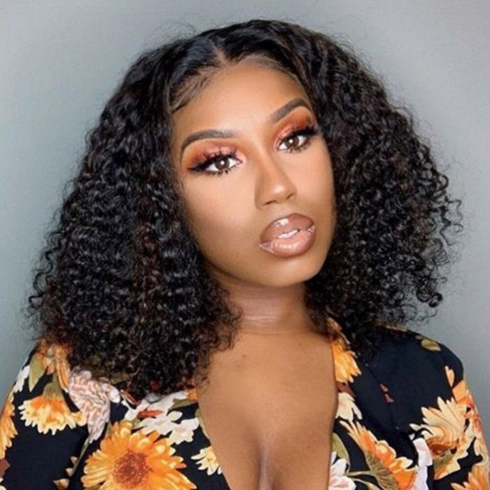 Kriyya 13x4 Transparent Lace Curly Bob Lace Front Wigs 150 Density Wig
