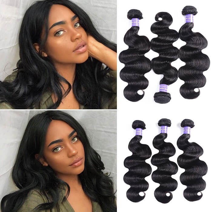Kriyya Body Wave Bundles 3 Bundles Indian Unprocessed 7A Human Hair Weave