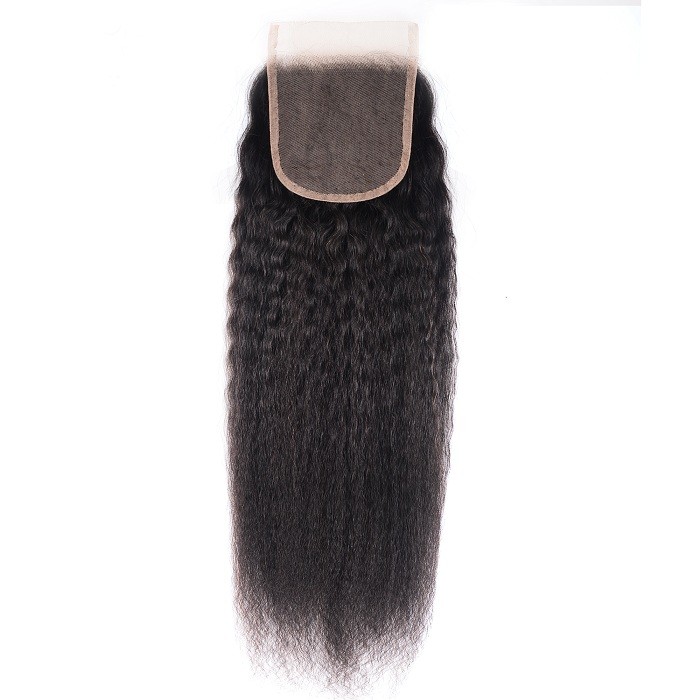 Kriyya Unprocessed Virgin Hair Kinky Straight Human Hair 4x4 Lace Closure