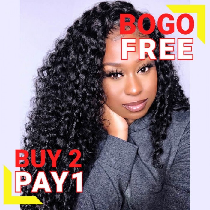 BOGO Sale - 22 Inch Kriyya Curly Clip In Hair Extensions Natural Black Hair Extensions