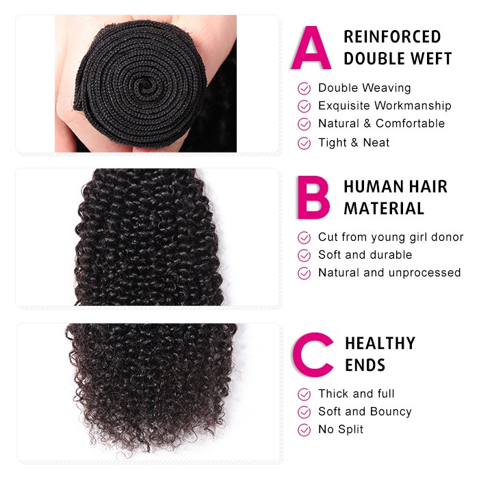 Kriyya Kinky Curly Hair 3 Bundles Indian 100 Human Hair Weave 8-26 Inch