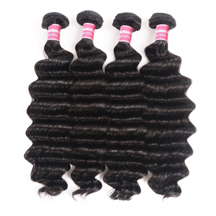 Kriyya Loose Deep Wave Weave 4 Bundle Deals Peruvian Unprocessed Virgin Hair  