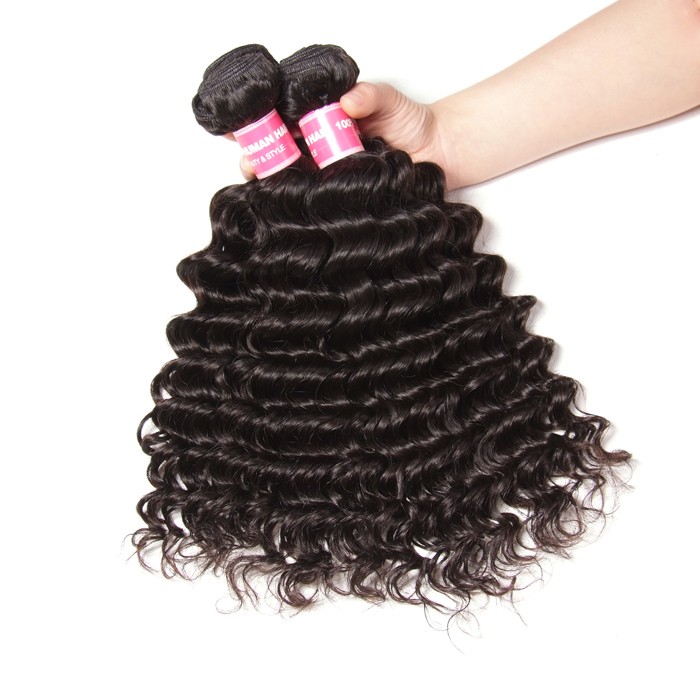 Kriyya Deep Wave 4 Bundles 100 Human Hair Bundles Peruvian 9A Virgin Hair
