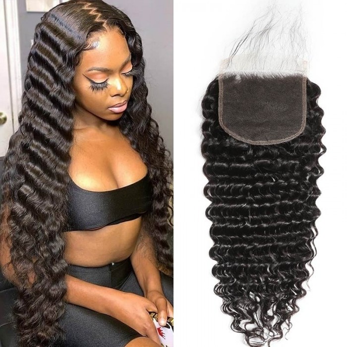 Kriyya 5x5 HD Lace Closure Deep Wave Virgin Hair Transparent Lace Closure