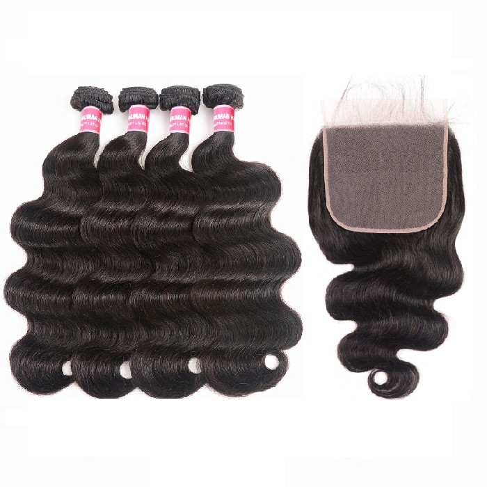 Kriyya Brazlian Body Wave 7x7 Lace Front Closure Piece With 4 Bundle Deals