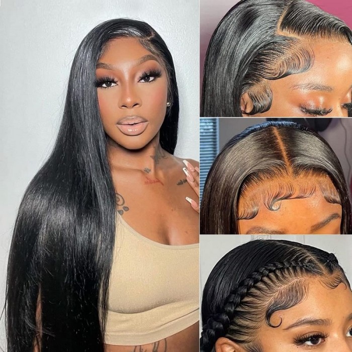 Kriyya 13x4 HD Lace Frontal Wigs Glueless Straight Human Hair Wigs