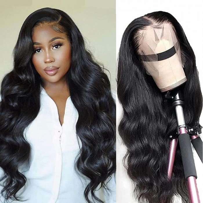 Kriyya Remy Pre Plucked 13x4 Lace Frontal Wig Body Wave Human Hair Wig 150% Density