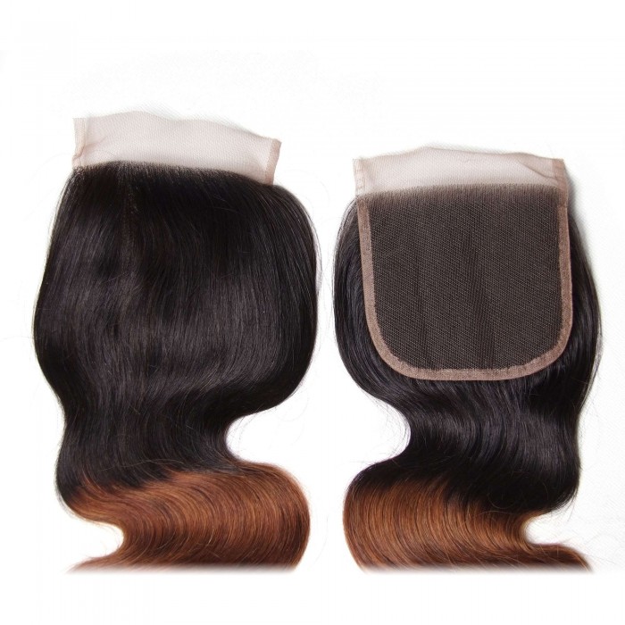 Kriyya High Grade Ombre Body Wave 4x4 Lace Closure Virgin Human Hair Free Part Closure Sew In