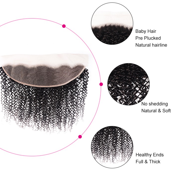 Kriyya 13x4 Ear to Ear Lace Frontal 100% Virgin Hair Kinky Curly Human Hair