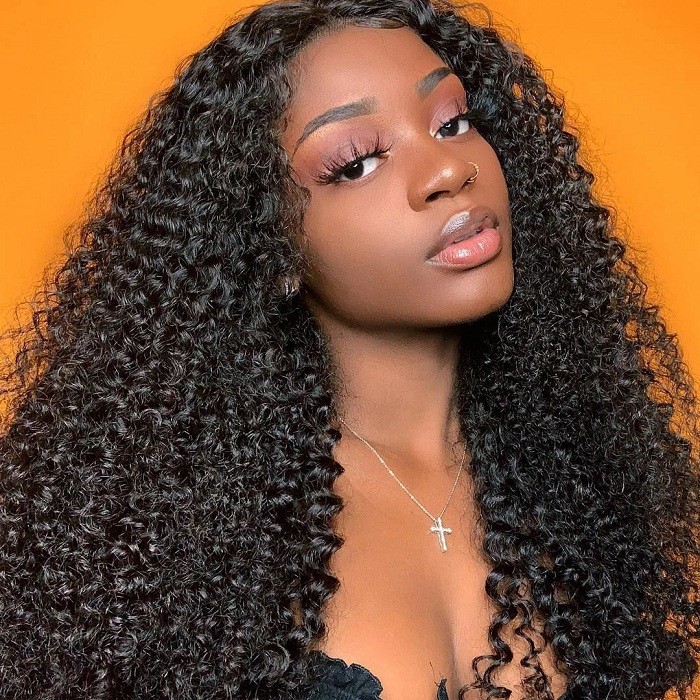 Kriyya 3 Bundles Kinky Curly 100% Virgin Hair With 4*4 Inch Lace Closure