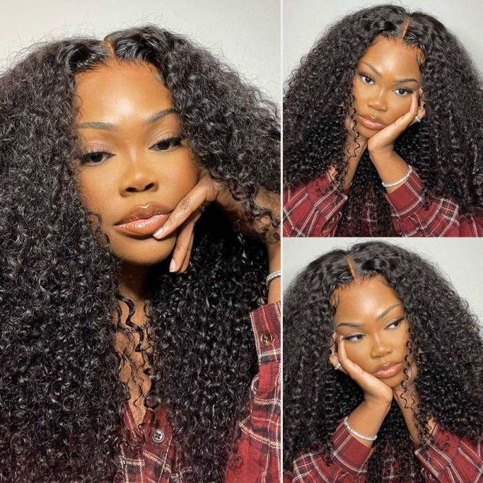 Kriyya Tight Deep Wave Human Hair Wig With Pre Plucked Natural Hairline 13x4 Lace Front Wig 150% Density