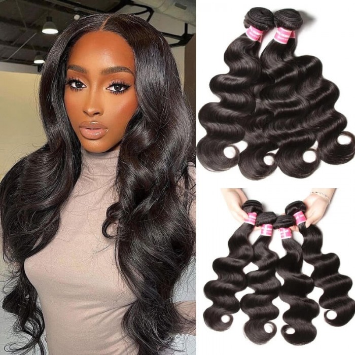 Kriyya Peruvian Body Wave Human Hair 4 Bundles Deals Unprocessed 9A Virgin Hair