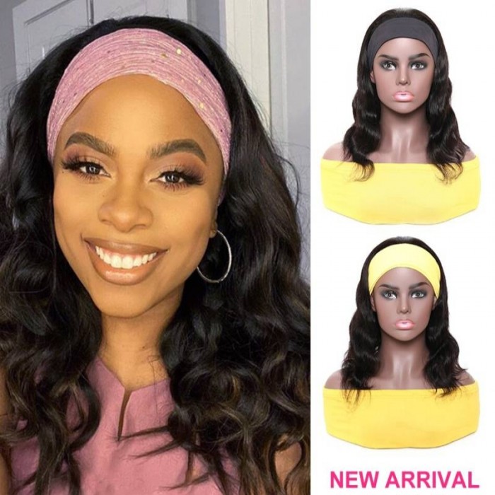 Kriyya Remy Body Wave Headband Bob Wig 150% Density Natural Color