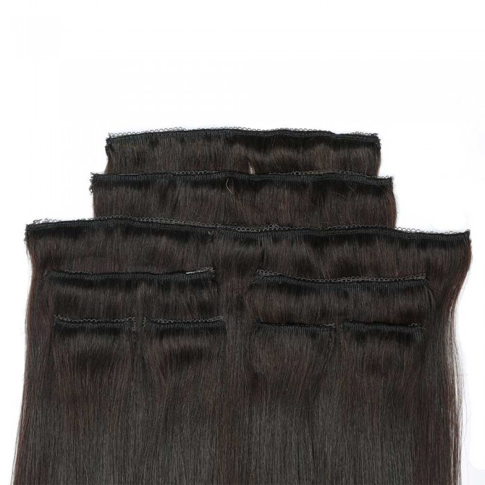 Kriyya 160g Clip In Hair Extensions Chocolate Brown 16-24 Inch Remy Hair Extensions