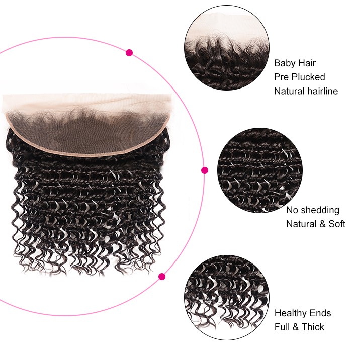 Kriyya Unprocessed Virgin Hair 13x4 Lace Frontal Deep Wave Human Hair