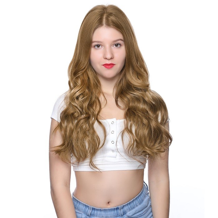 Kriyya Remy Hair Clip In Hair Extensions 22 Inch Light Golden Brown