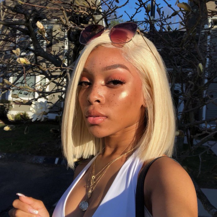 Kriyya Short Blonde Bob Lace Front Wig 613 Straight Human Hair Wigs For Sale