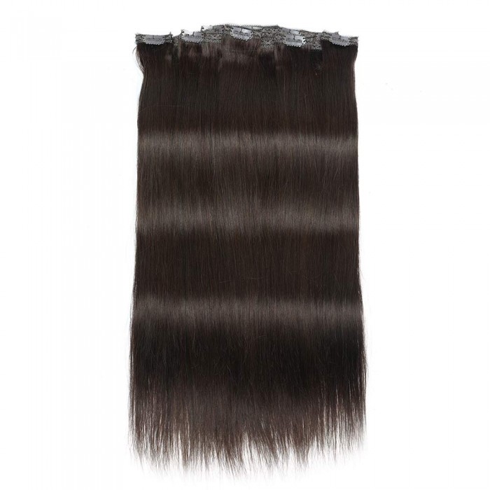 Kriyya 120g Clip Extensions Chocolate Brown Remy Hair Weave Hair Extensions