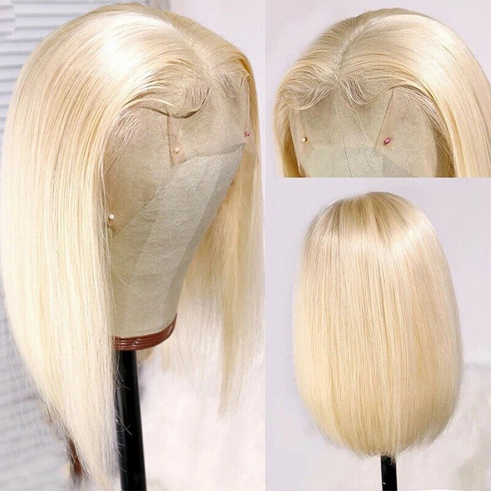 Kriyya Short Blonde Bob Lace Front Wig 613 Straight Human Hair Wigs For Sale