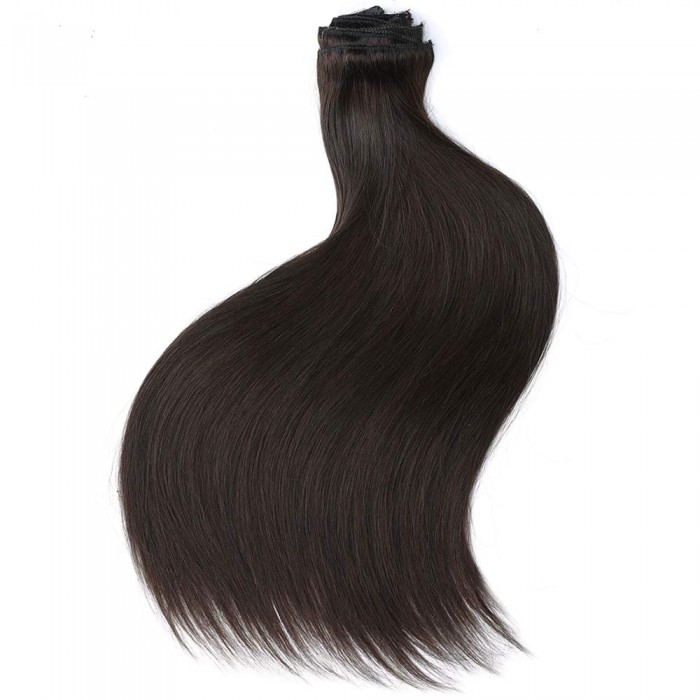 Kriyya 120g Clip Extensions Chocolate Brown Remy Hair Weave Hair Extensions