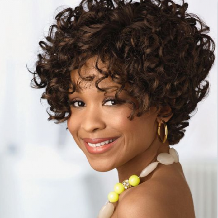 Kriyya Bouncy Curly Short Pixie Cut Wig With Bangs Fluffy Curls Human Hair Machine Made Wigs