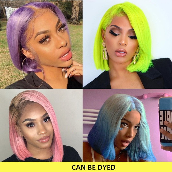 Kriyya 613 Blonde Straight Human Hair Wig 4x4 Bob Lace Front Wigs 150% Density