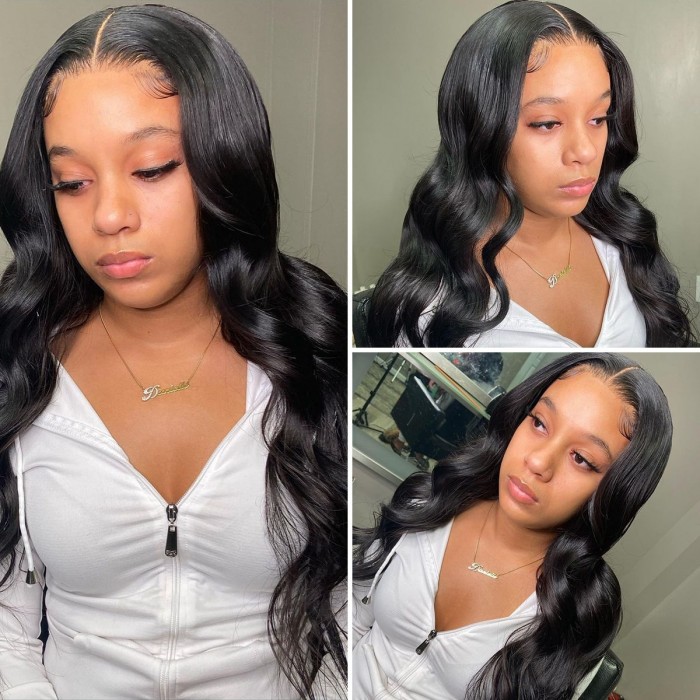 Kriyya Transparent 13x4 Lace Front Human Hair Wigs Body Wave Human Hair 180% Density