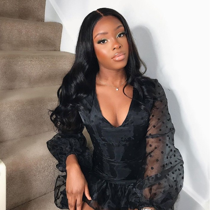 Kriyya Body Wave Middle Part Wigs Body Wave Lace Part Wig 150% Density Natural Color