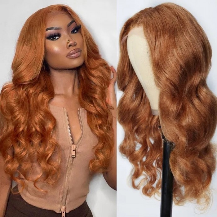 Kriyya New 4X4 Body Wave Lace Part Wig Rich Reddish Blonde Brown Color Human Hair Wig #30B