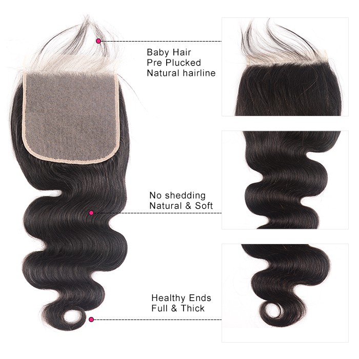 Kriyya 3 Bundles Body Wave Unprocessed Virgin Hair With 6*6 Lace Closure Indian Hair