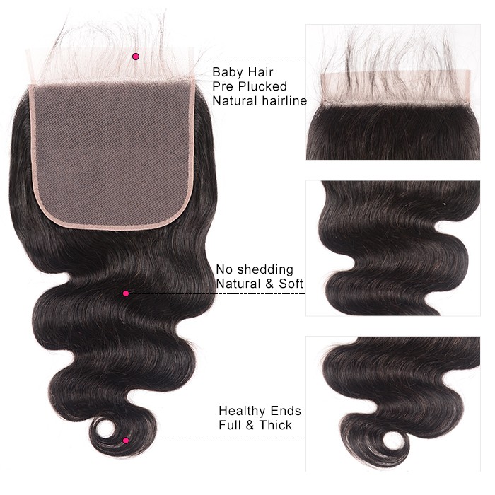 Kriyya Peruvian Hair Body Wave 4 Bundles With Closure 7x7 Free Part