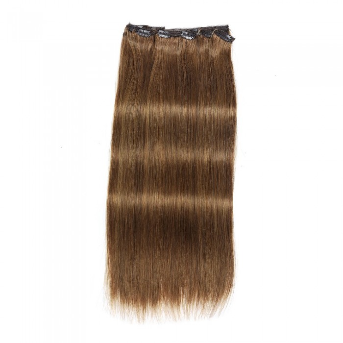 Kriyya 220g Clip Ins Hair Extensions Chestnut Brown Remy Hair