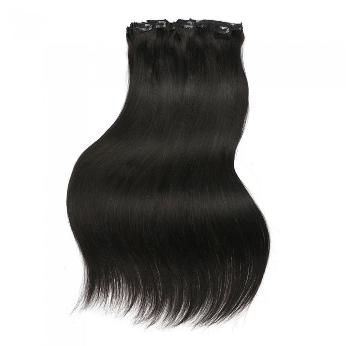 Kriyya 100g Clip In Hair Remy Hair Extensions Natural Black Color