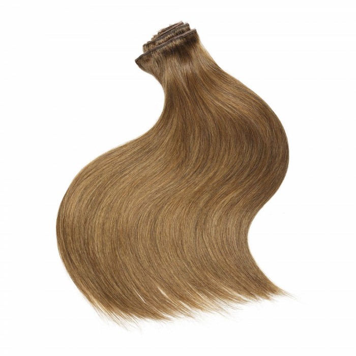 Kriyya Remy Hair Clip In Extensions Medium Golden Brown 24 Inch