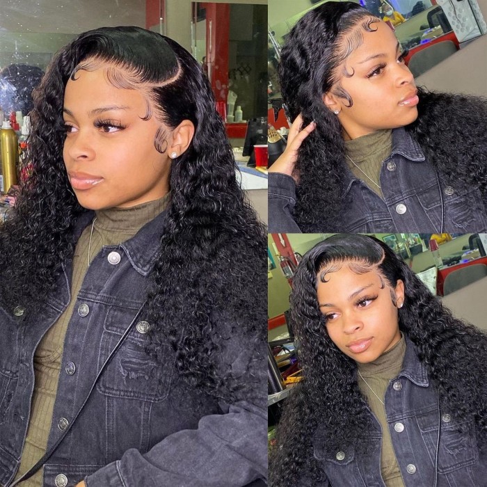 Kriyya 13x6 Lace Frontal Jerry Curly Human Hair Wigs 150% Density