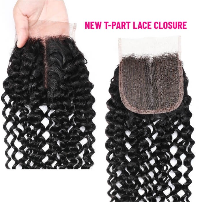 Kriyya 3 Bundles Malaysian Curly Hair Weave With Closure 4X4 Inch