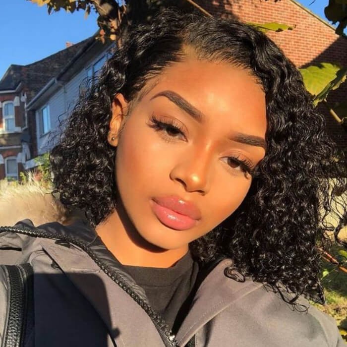 Kriyya 13x4 Jerry Curly Short Bob Lace Front Wigs Pre plucked 130% Density