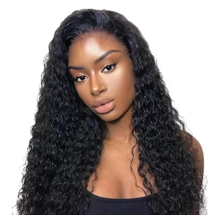 Kriyya Brazilian Jerry Curly Hair Weave 3 Bundles With 5x5 HD Transparent Lace Closure