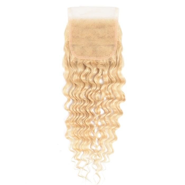 Kriyya Deep Wave Human Hair Lace Closure 613 Blonde 100% Virgin Human Hair 4x4 Lace Closure 10-18 Inch