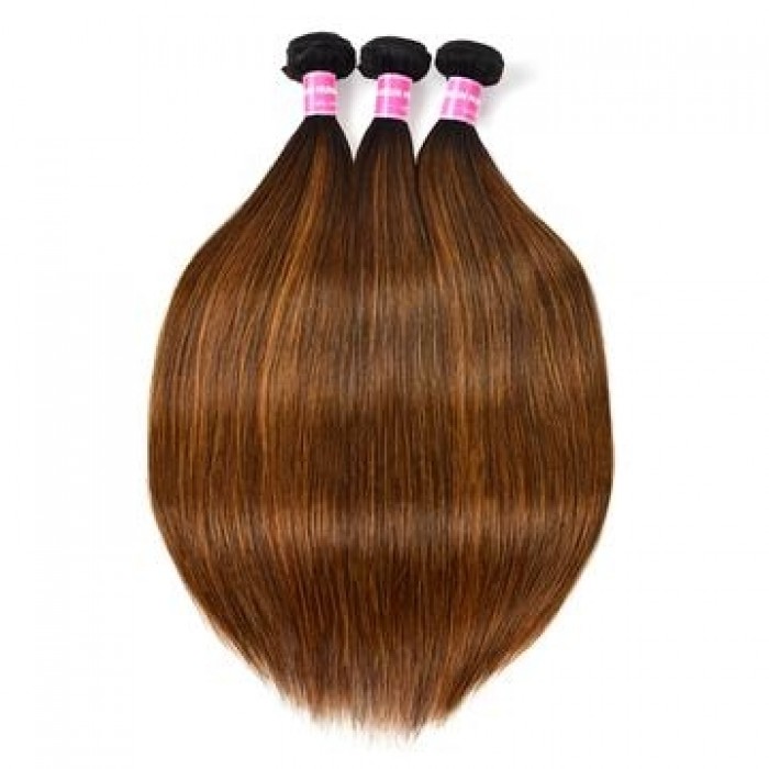 Kriyya Brown Balayage #1b/30 Highlight Color Straight Human Virgin Hair Bundles Deal