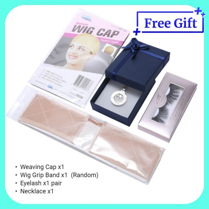  Free Gift - (Random) Weaving Cap, Wig Grip Band, Eyelash or Necklace