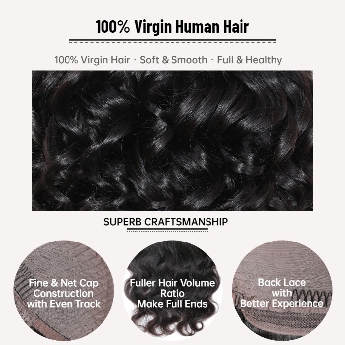 Kriyya Jerry Curly Right Part 1X3 Opening Size U Part Wig Capless Wig 150% Density