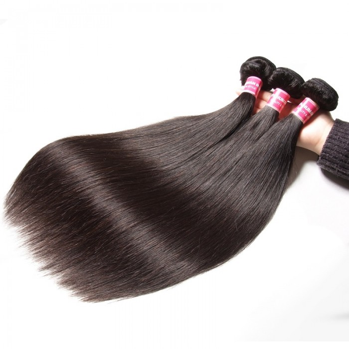 Kriyya 3 Bundles Straight Human Hair Weave Brazilian Hair 9A Virgin Hair