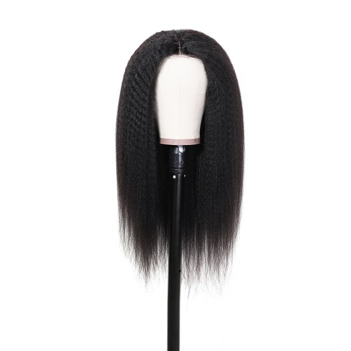 Kriyya 150% Density Pre-Plucked Kinky Straight Hair 360 Frontal Wig Human Hair