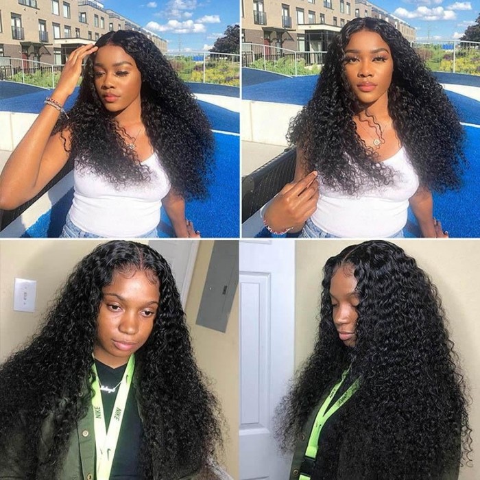 Flash Sale 14 Inch V Part Human Hair Kinky Curly Glueless Wigs