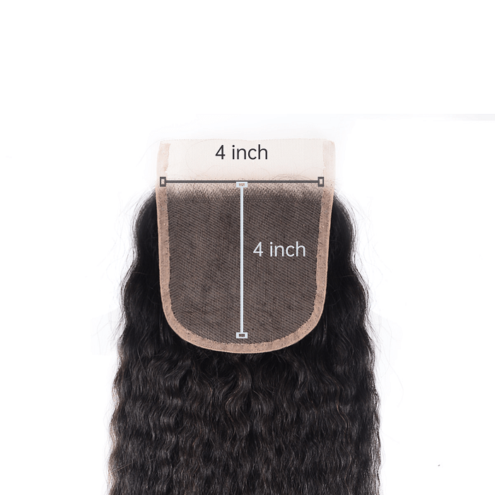 Kriyya Unprocessed Virgin Hair Kinky Straight Human Hair 4x4 Lace Closure